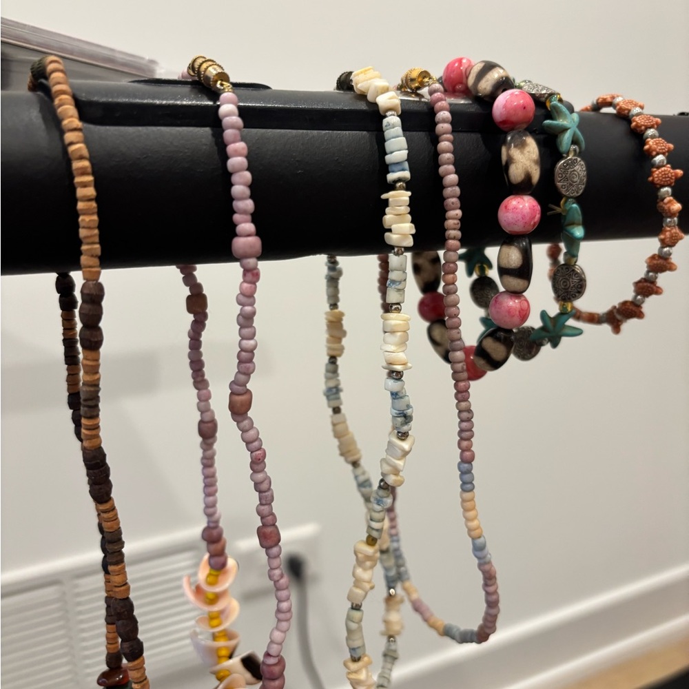 Lot of 4 Boho Necklaces & 3 Stretch Bracelets – Beaded & Shell Jewelry